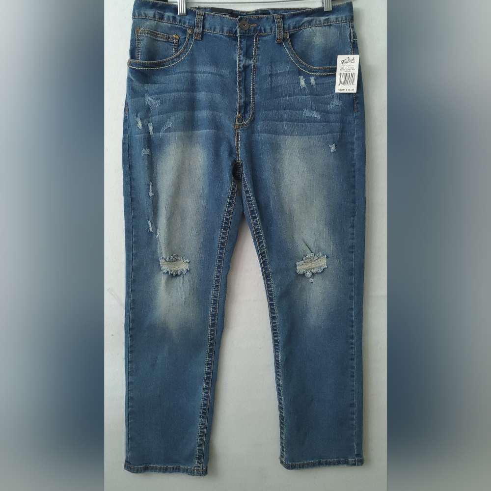 True luck style tl23042630 relaxed straight men jeans Size36x30 Light Stone Blue